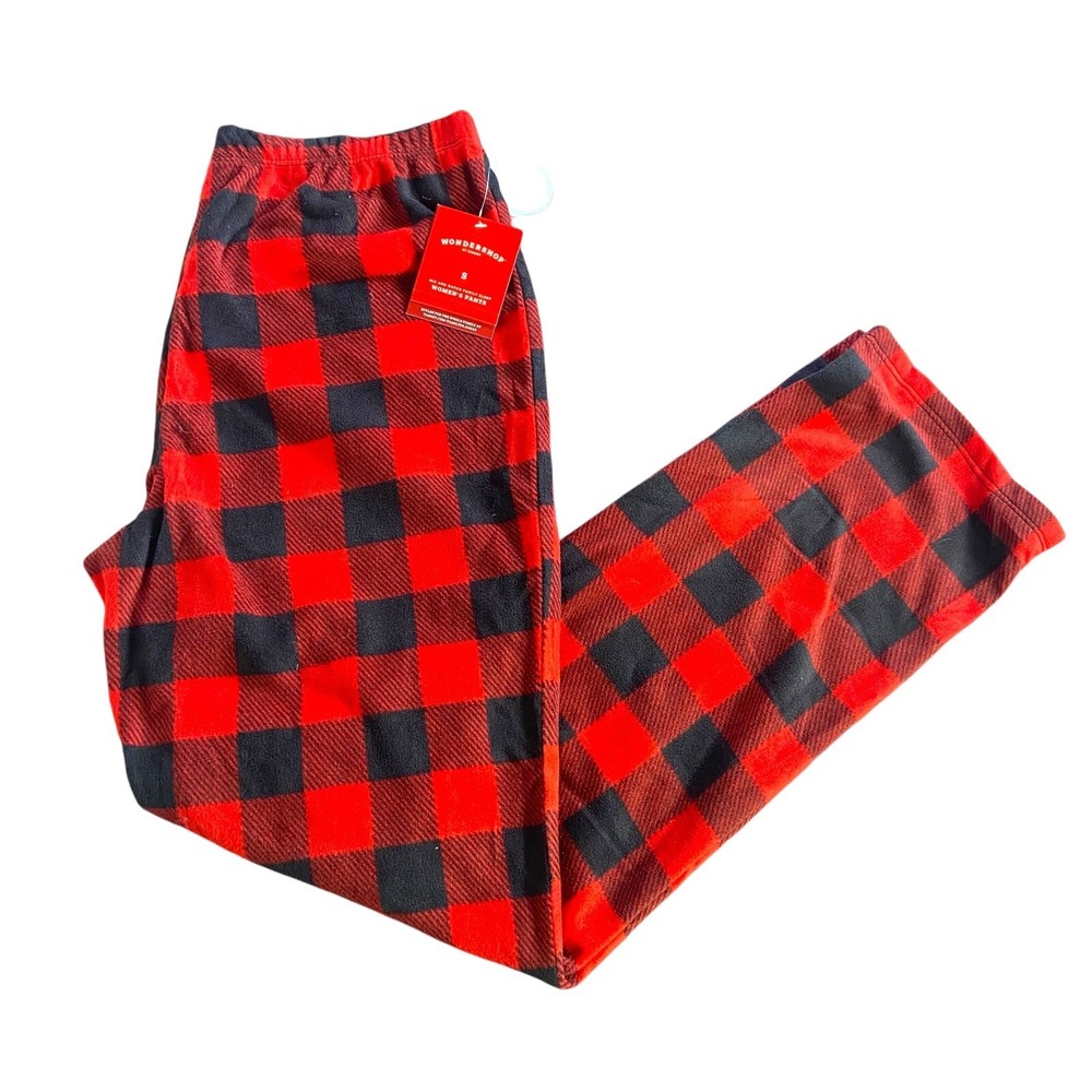 Wondershop Women Red Buffalo Check Fleece Matching Family Pajama Pants Sz S NWT‎